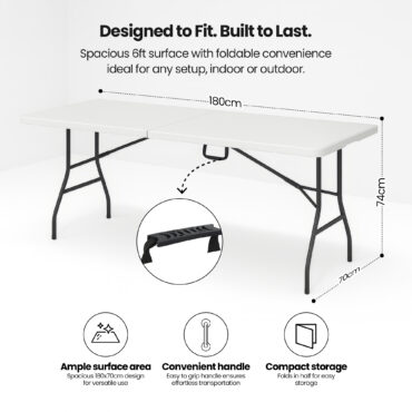 6ft Folding Trestle Table with Folding Top